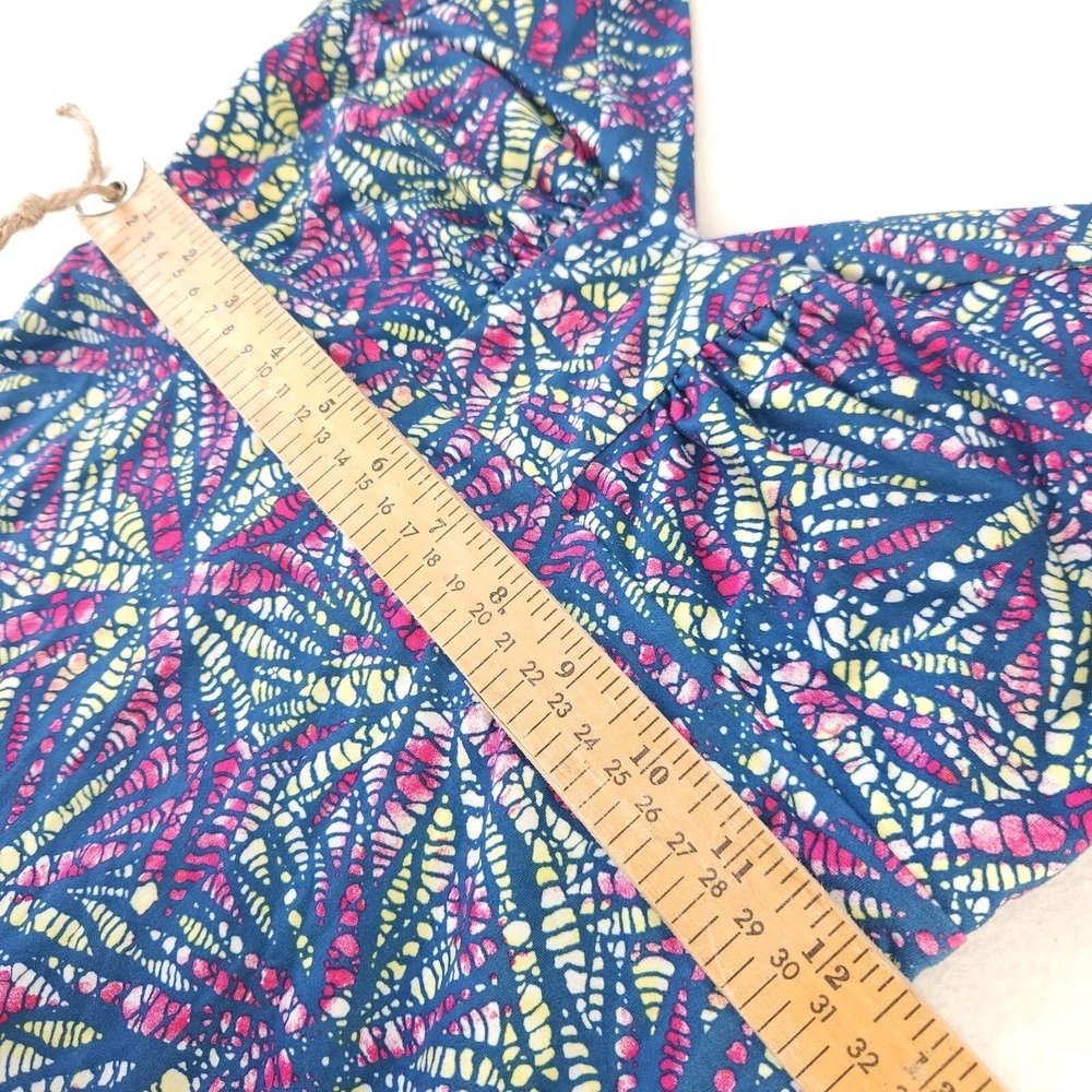 Patagonia Blue Floral Organic Cotton Dress V-Neck A-Line Strappy XS - Picture 5 of 8